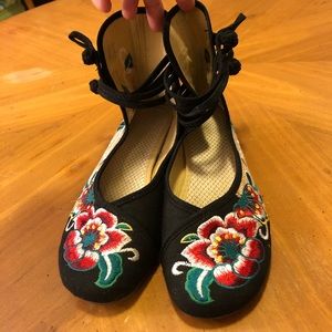 Embroidered Boho Flats